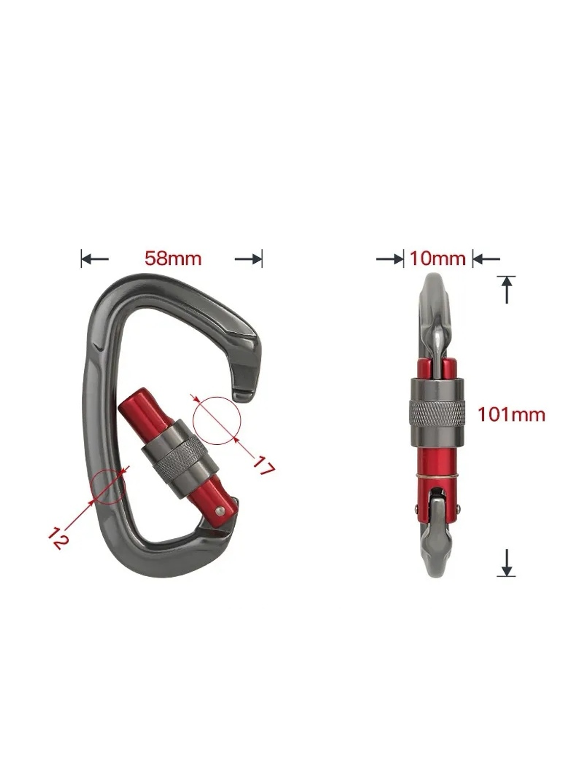 Mosquetón D Seguro Rosca Xinda 3