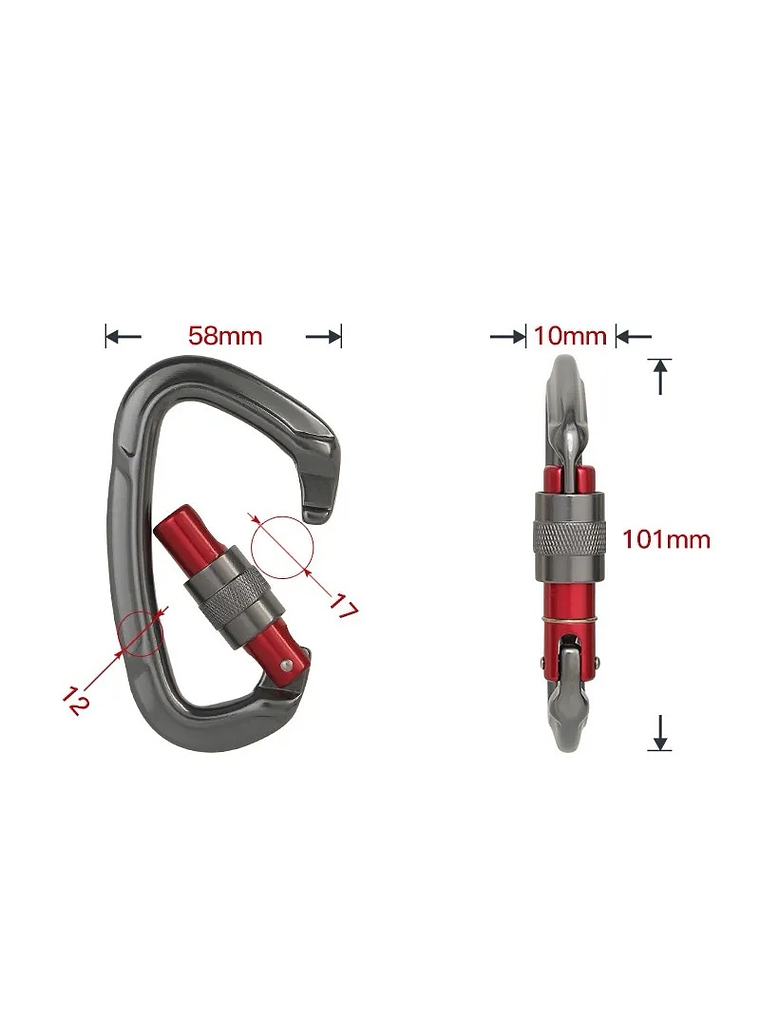Mosquetón D Seguro Rosca Xinda 3