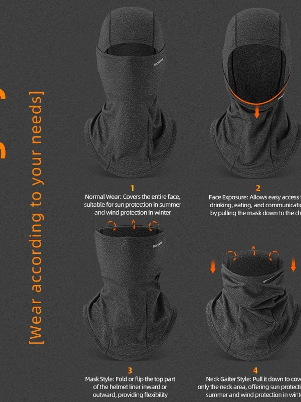 Balaclava Rockbros Orange 3