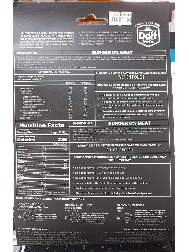 Hamburguesa Vegana  Full Protein 200 g. 2