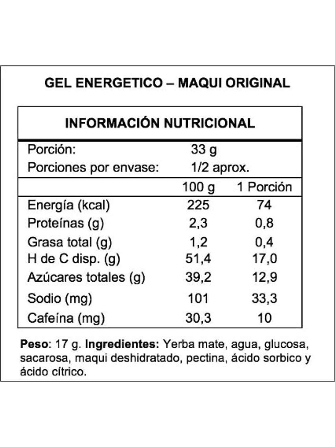 Gel Energizante Wildmate Original Maqui 2