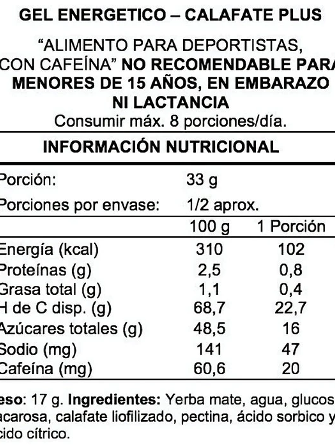 Gel Energizante Wildmate  Plus Calafate 3
