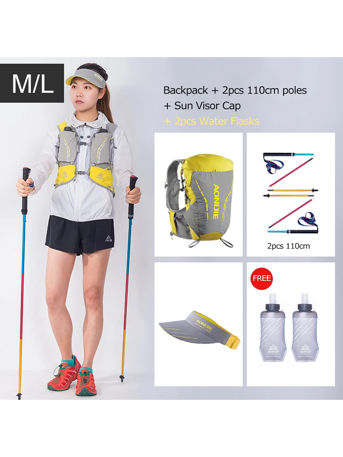 AONIJIE-mochila de hidratación C9104S para exteriores, chaleco Ultra de 18L, bolsa de agua suave, frasco para Trail Running Marathon Race 1