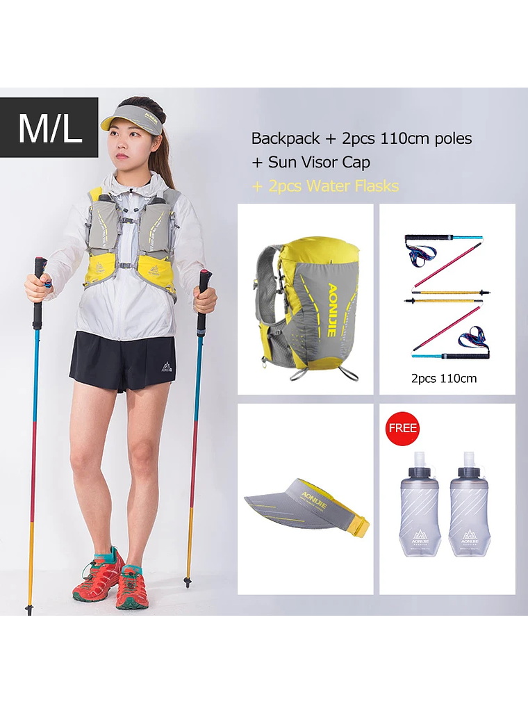 AONIJIE-mochila de hidratación C9104S para exteriores, chaleco Ultra de 18L, bolsa de agua suave, frasco para Trail Running Marathon Race 1