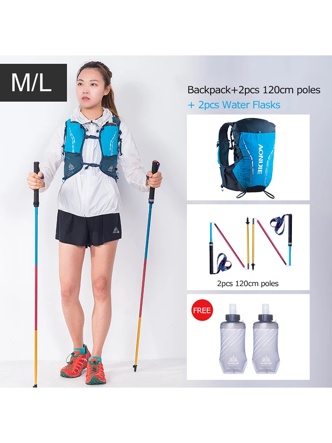 AONIJIE-mochila de hidratación C9104S para exteriores, chaleco Ultra de 18L, bolsa de agua suave, frasco para Trail Running Marathon Race 3