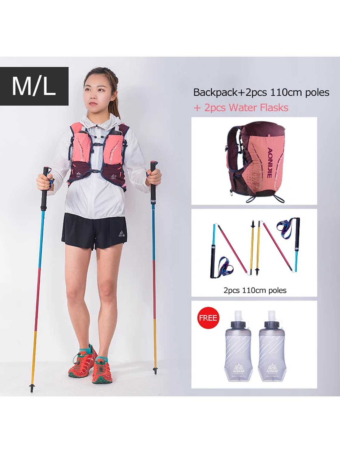 AONIJIE-mochila de hidratación C9104S para exteriores, chaleco Ultra de 18L, bolsa de agua suave, frasco para Trail Running Marathon Race 5