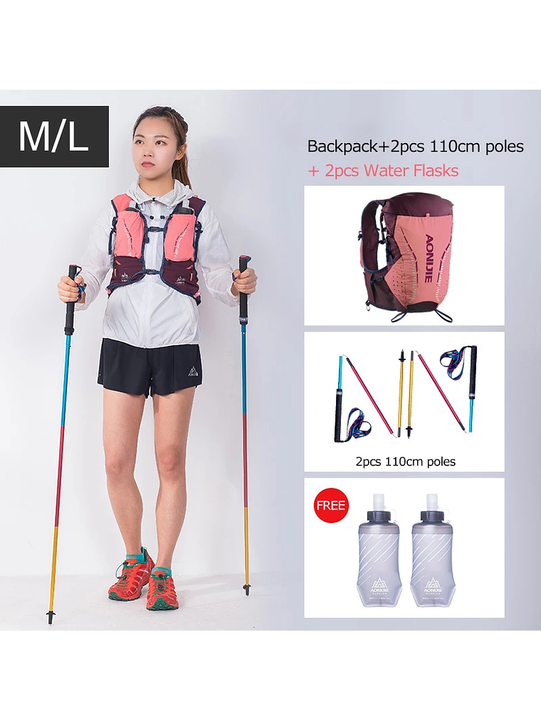 AONIJIE-mochila de hidratación C9104S para exteriores, chaleco Ultra de 18L, bolsa de agua suave, frasco para Trail Running Marathon Race 5