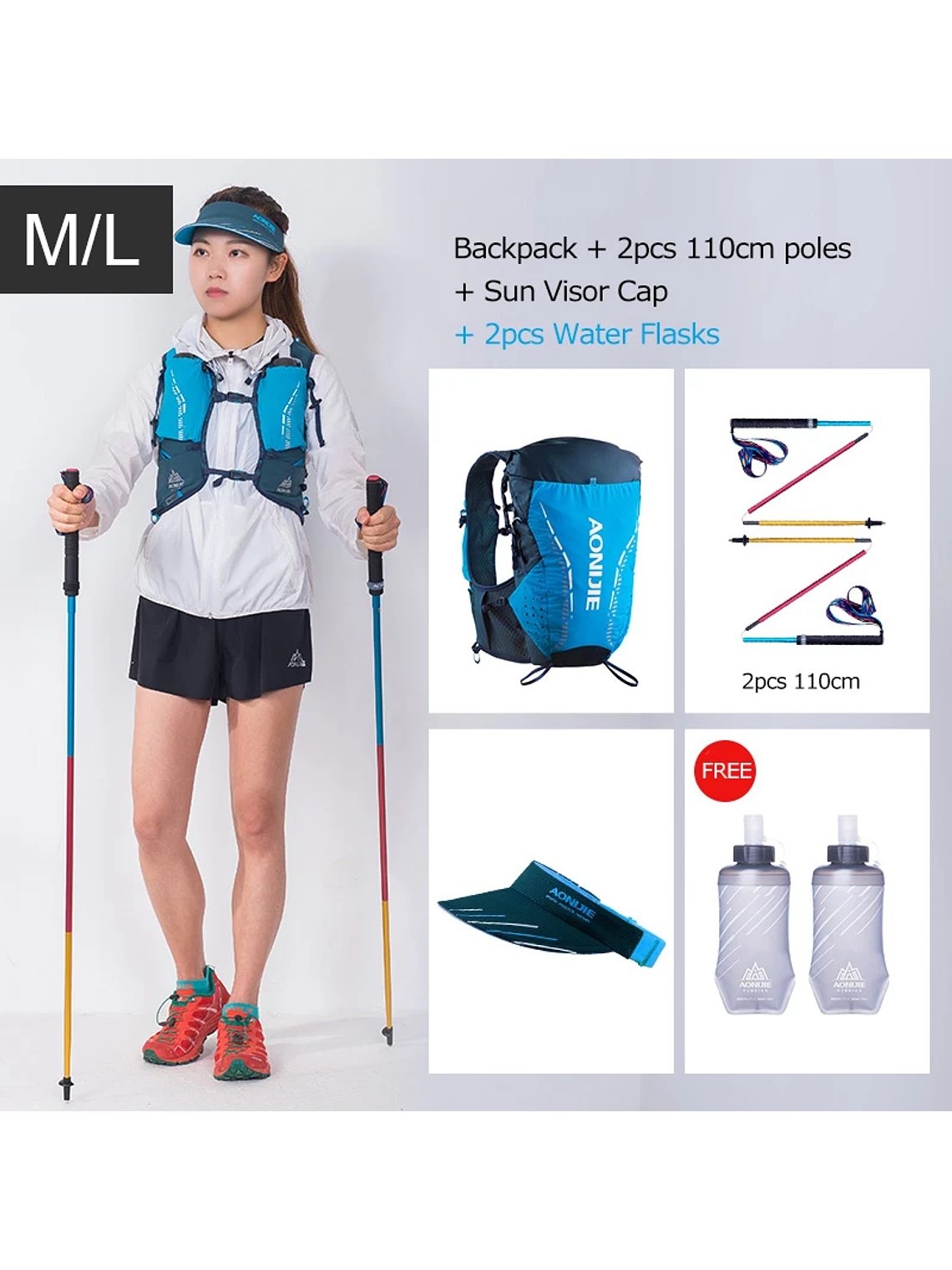 AONIJIE-mochila de hidratación C9104S para exteriores, chaleco Ultra de 18L, bolsa de agua suave, frasco para Trail Running Marathon Race 6