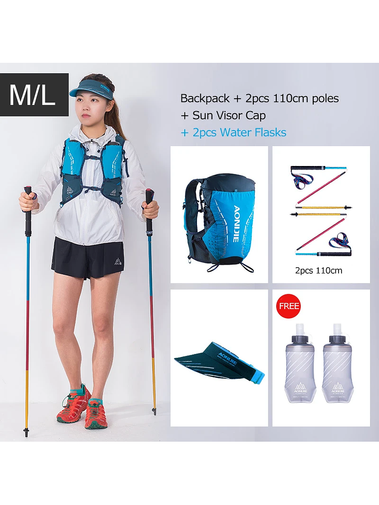 AONIJIE-mochila de hidratación C9104S para exteriores, chaleco Ultra de 18L, bolsa de agua suave, frasco para Trail Running Marathon Race 6