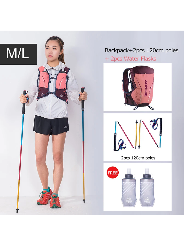 AONIJIE-mochila de hidratación C9104S para exteriores, chaleco Ultra de 18L, bolsa de agua suave, frasco para Trail Running Marathon Race 8