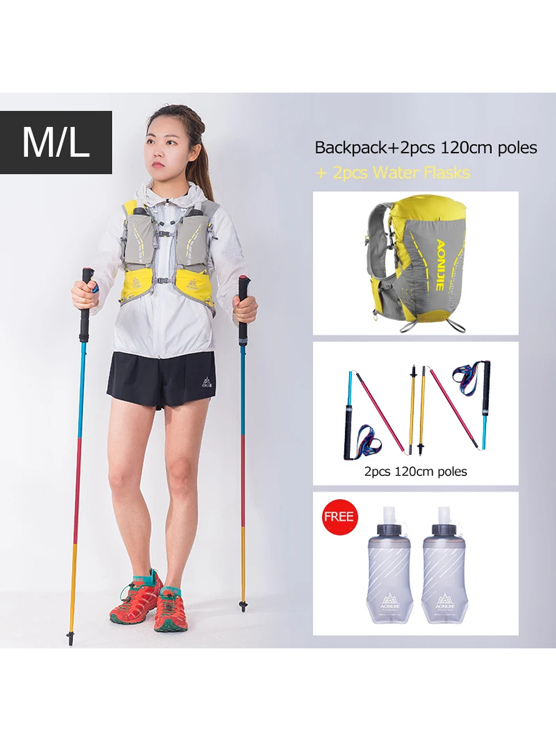 AONIJIE-mochila de hidratación C9104S para exteriores, chaleco Ultra de 18L, bolsa de agua suave, frasco para Trail Running Marathon Race 9