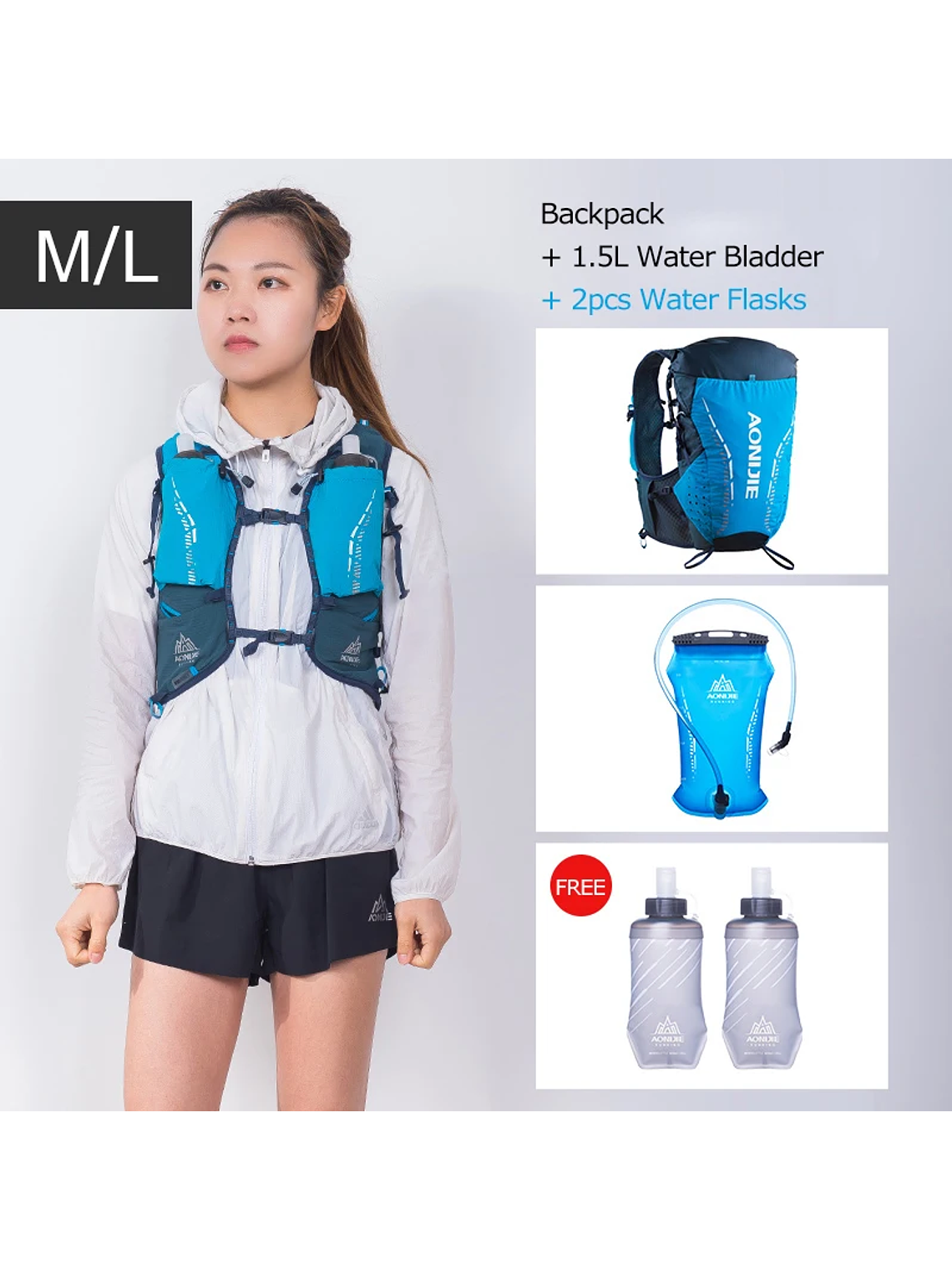 AONIJIE-mochila de hidratación C9104S para exteriores, chaleco Ultra de 18L, bolsa de agua suave, frasco para Trail Running Marathon Race 10