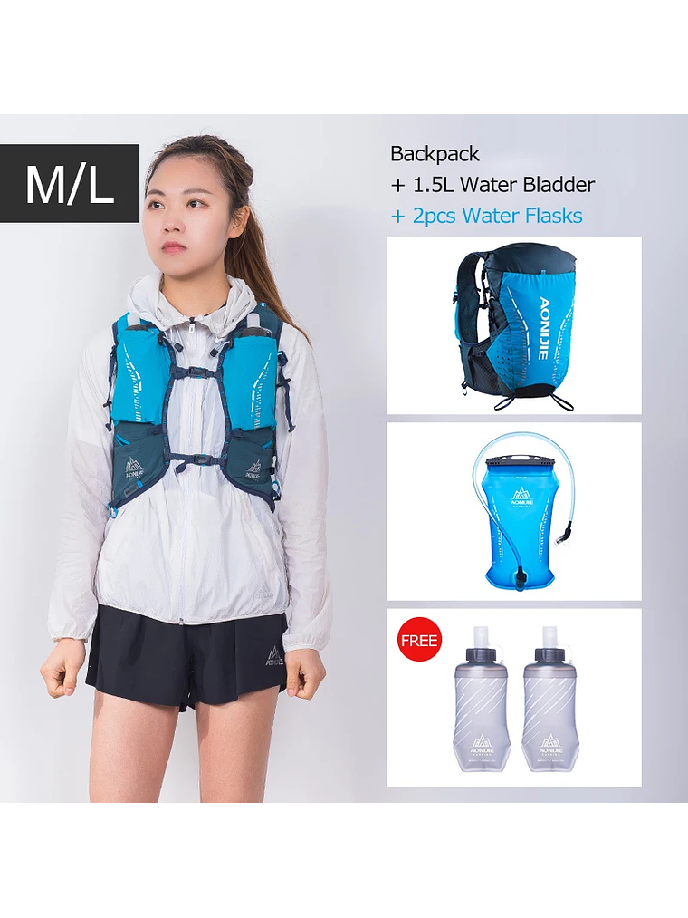 AONIJIE-mochila de hidratación C9104S para exteriores, chaleco Ultra de 18L, bolsa de agua suave, frasco para Trail Running Marathon Race 10