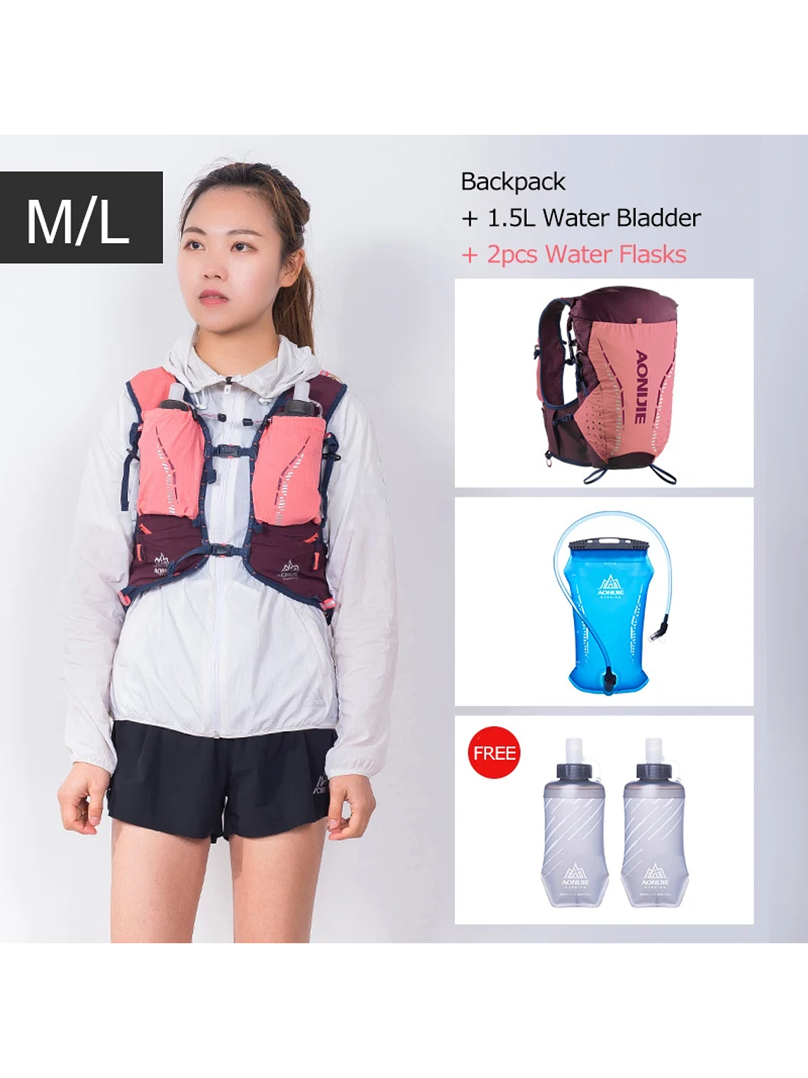 AONIJIE-mochila de hidratación C9104S para exteriores, chaleco Ultra de 18L, bolsa de agua suave, frasco para Trail Running Marathon Race 11