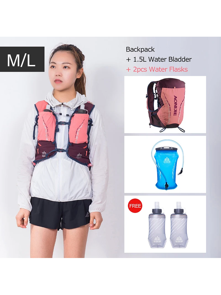 AONIJIE-mochila de hidratación C9104S para exteriores, chaleco Ultra de 18L, bolsa de agua suave, frasco para Trail Running Marathon Race 11