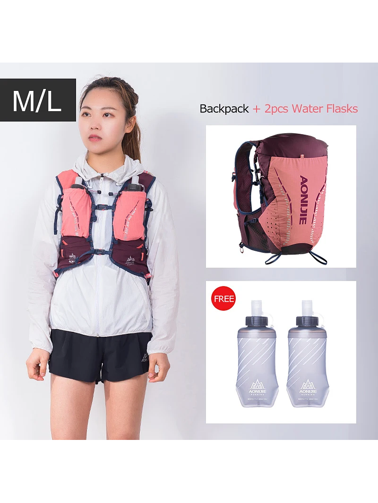 AONIJIE-mochila de hidratación C9104S para exteriores, chaleco Ultra de 18L, bolsa de agua suave, frasco para Trail Running Marathon Race 12