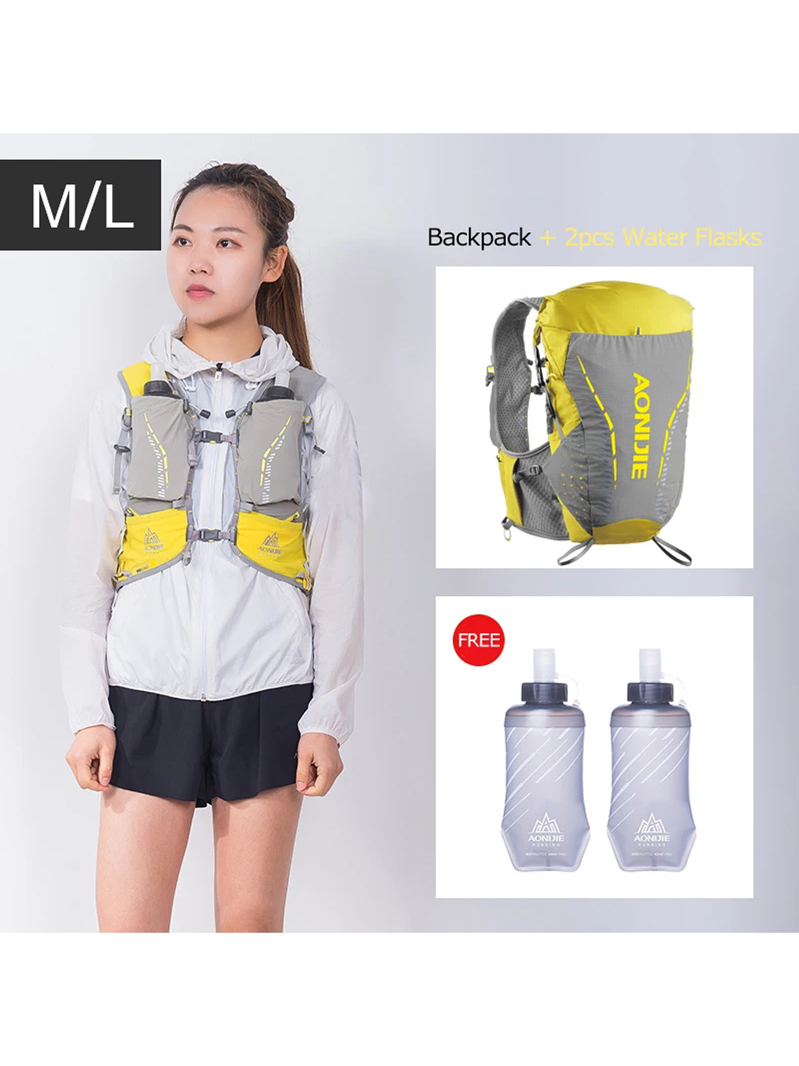 AONIJIE-mochila de hidratación C9104S para exteriores, chaleco Ultra de 18L, bolsa de agua suave, frasco para Trail Running Marathon Race 13