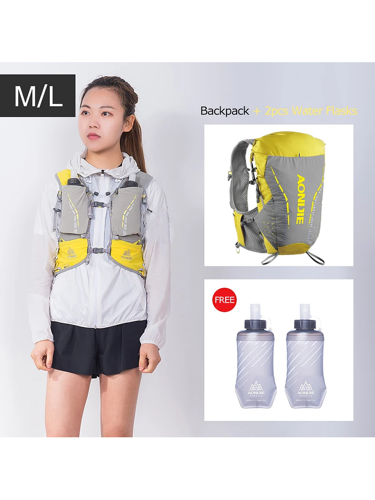 AONIJIE-mochila de hidratación C9104S para exteriores, chaleco Ultra de 18L, bolsa de agua suave, frasco para Trail Running Marathon Race 13