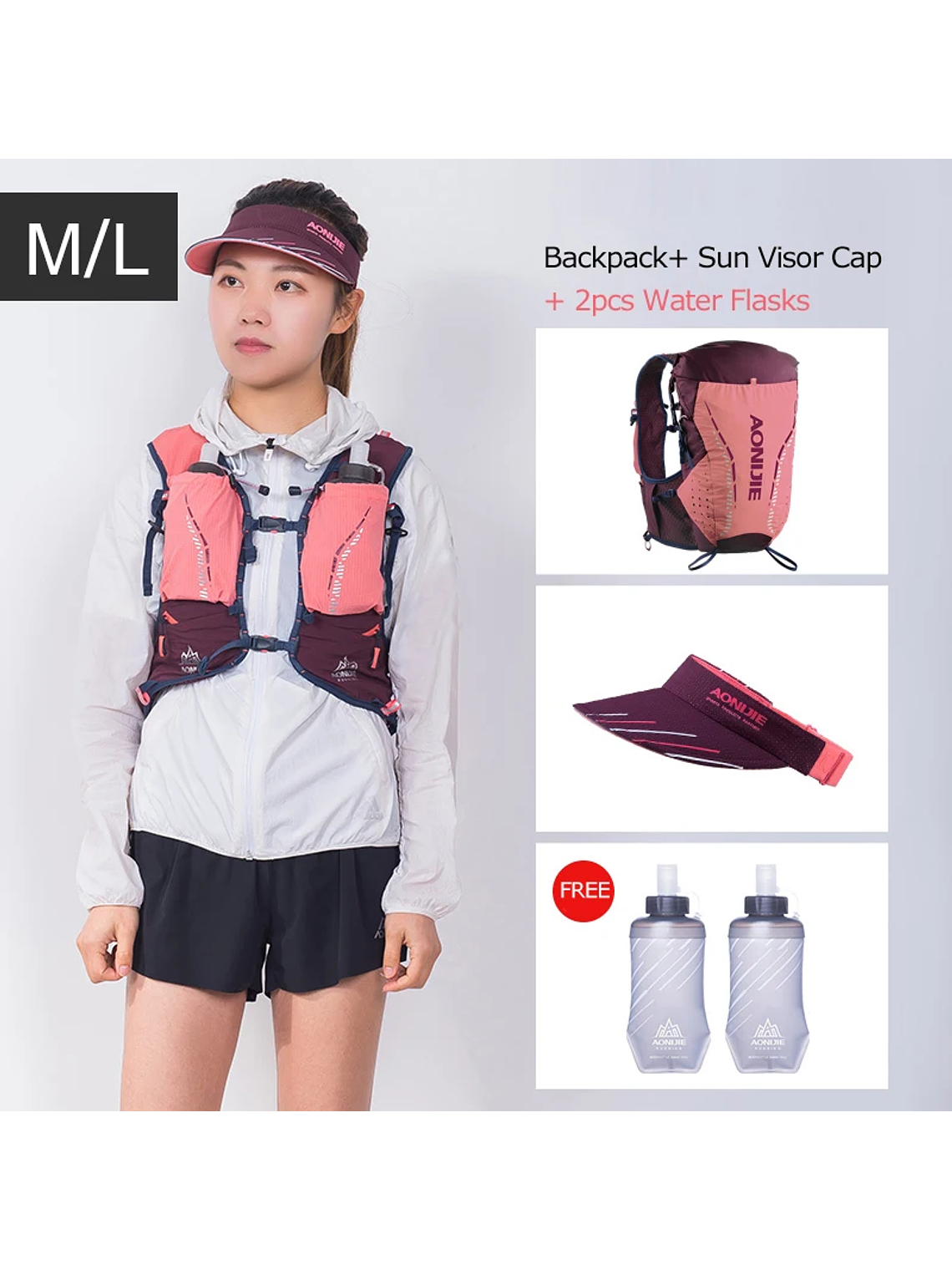 AONIJIE-mochila de hidratación C9104S para exteriores, chaleco Ultra de 18L, bolsa de agua suave, frasco para Trail Running Marathon Race 14