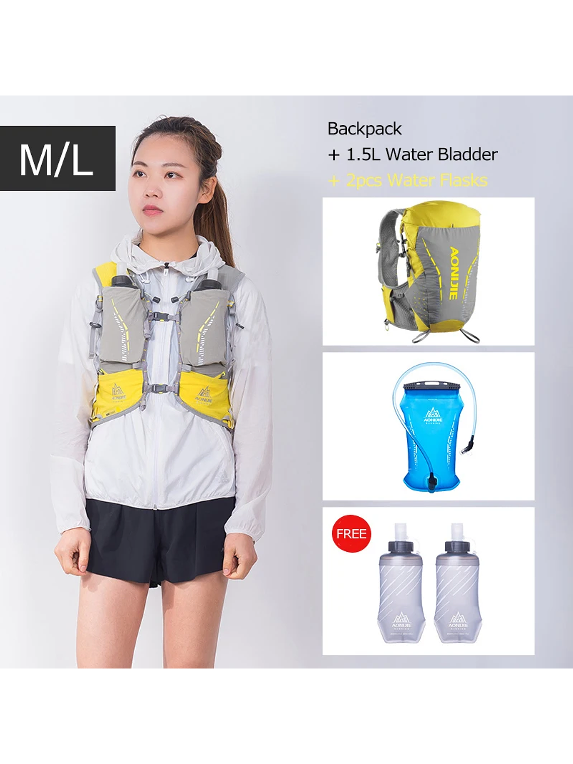 AONIJIE-mochila de hidratación C9104S para exteriores, chaleco Ultra de 18L, bolsa de agua suave, frasco para Trail Running Marathon Race 16