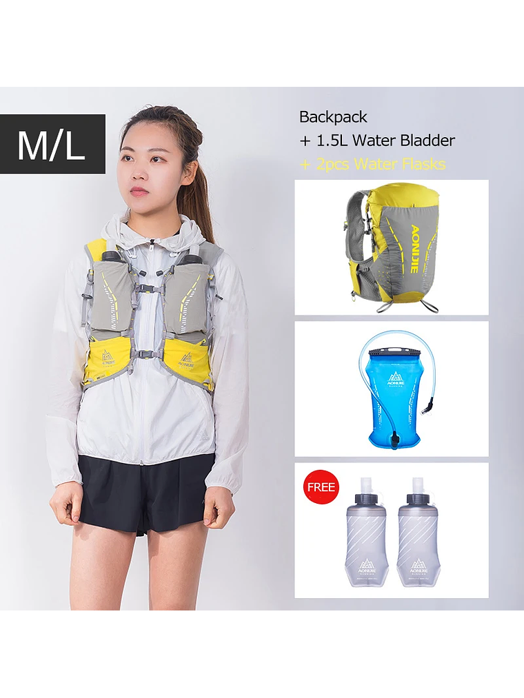 AONIJIE-mochila de hidratación C9104S para exteriores, chaleco Ultra de 18L, bolsa de agua suave, frasco para Trail Running Marathon Race 16