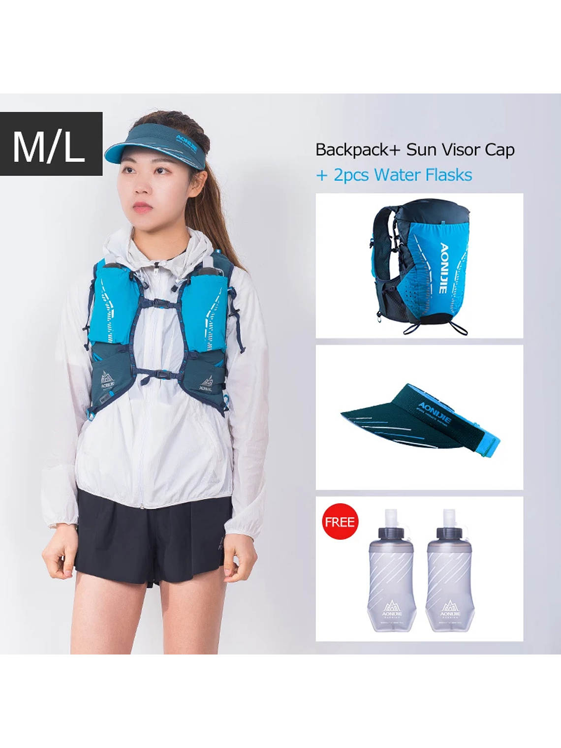 AONIJIE-mochila de hidratación C9104S para exteriores, chaleco Ultra de 18L, bolsa de agua suave, frasco para Trail Running Marathon Race 17
