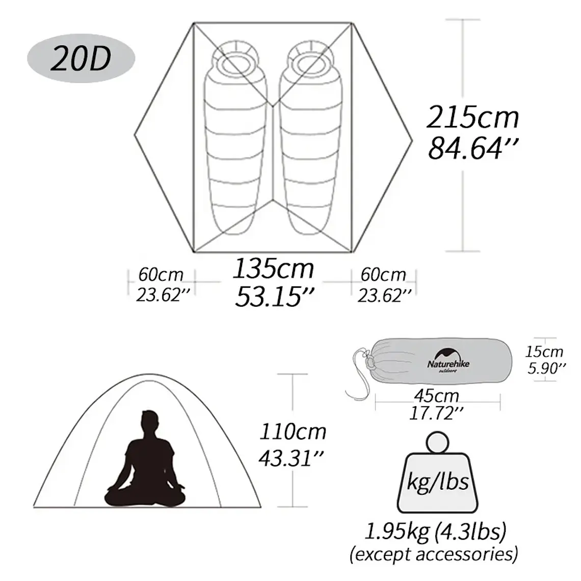 Carpa Star River 2 Personas | 3 Estaciones Impermeable 3000 mm- Naturehike 11