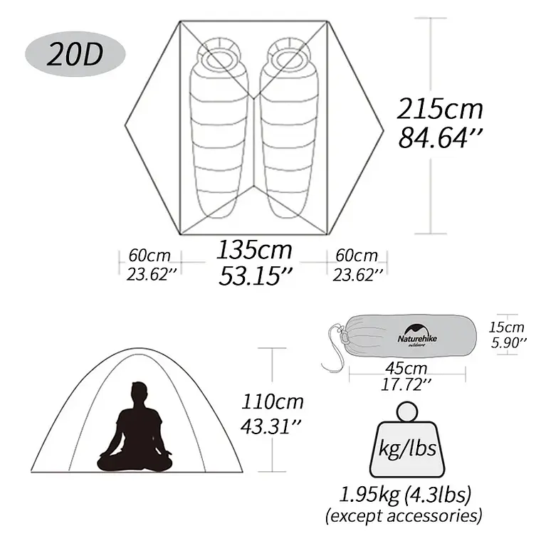 Carpa Star River 2 Personas | 3 Estaciones Impermeable 3000 mm- Naturehike 11