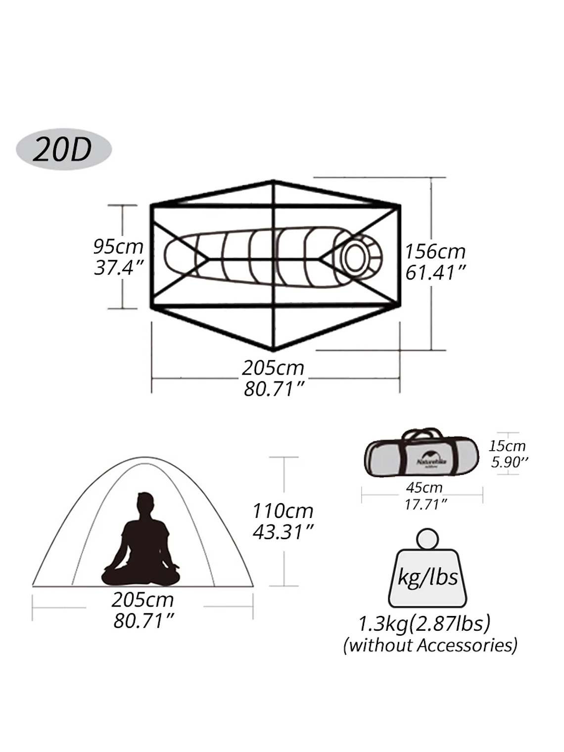 Carpa Naturehike Cycling 1 Ultralight  6