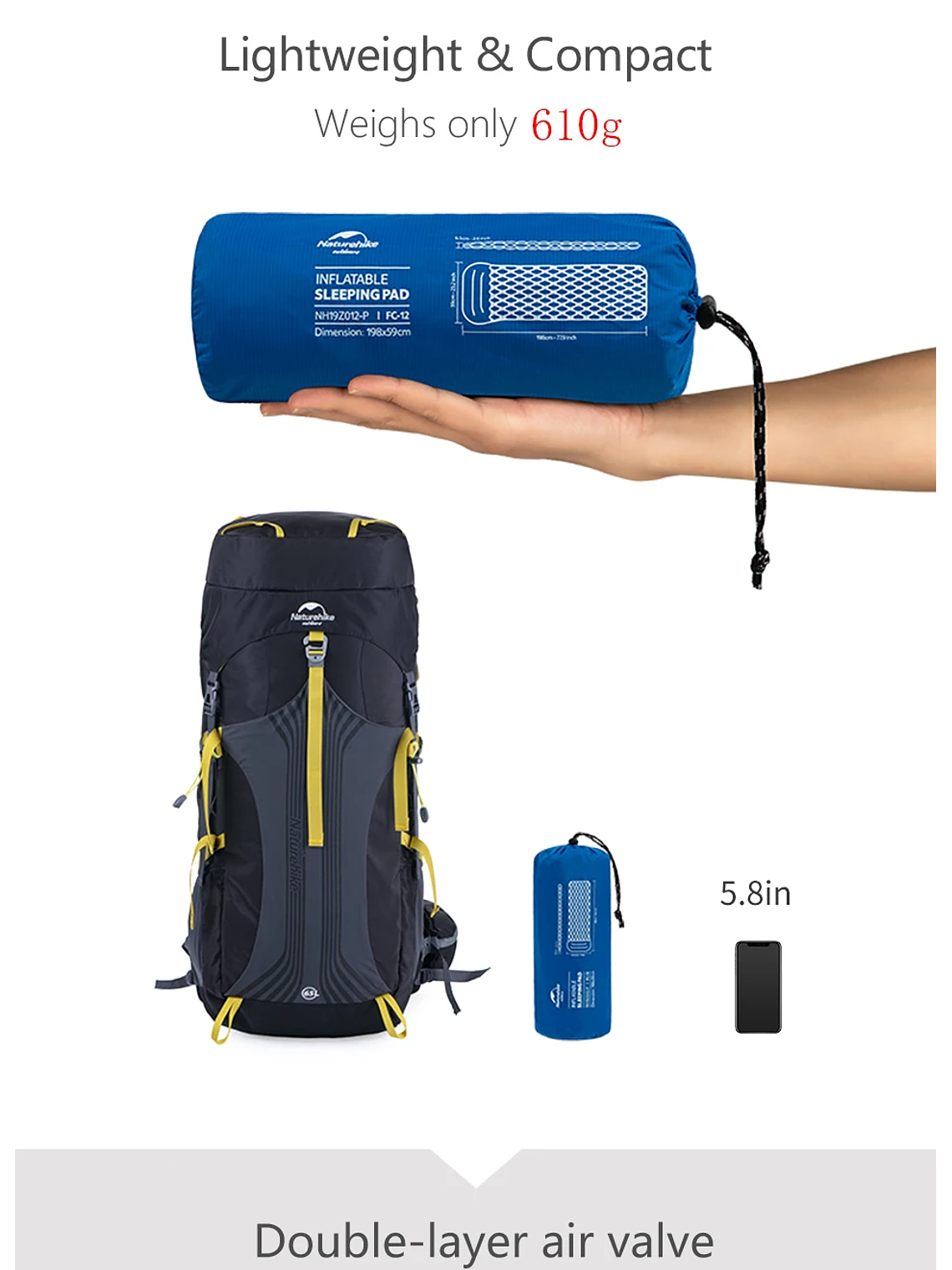Colchoneta Inflable Naturehike Pressed Blue 2