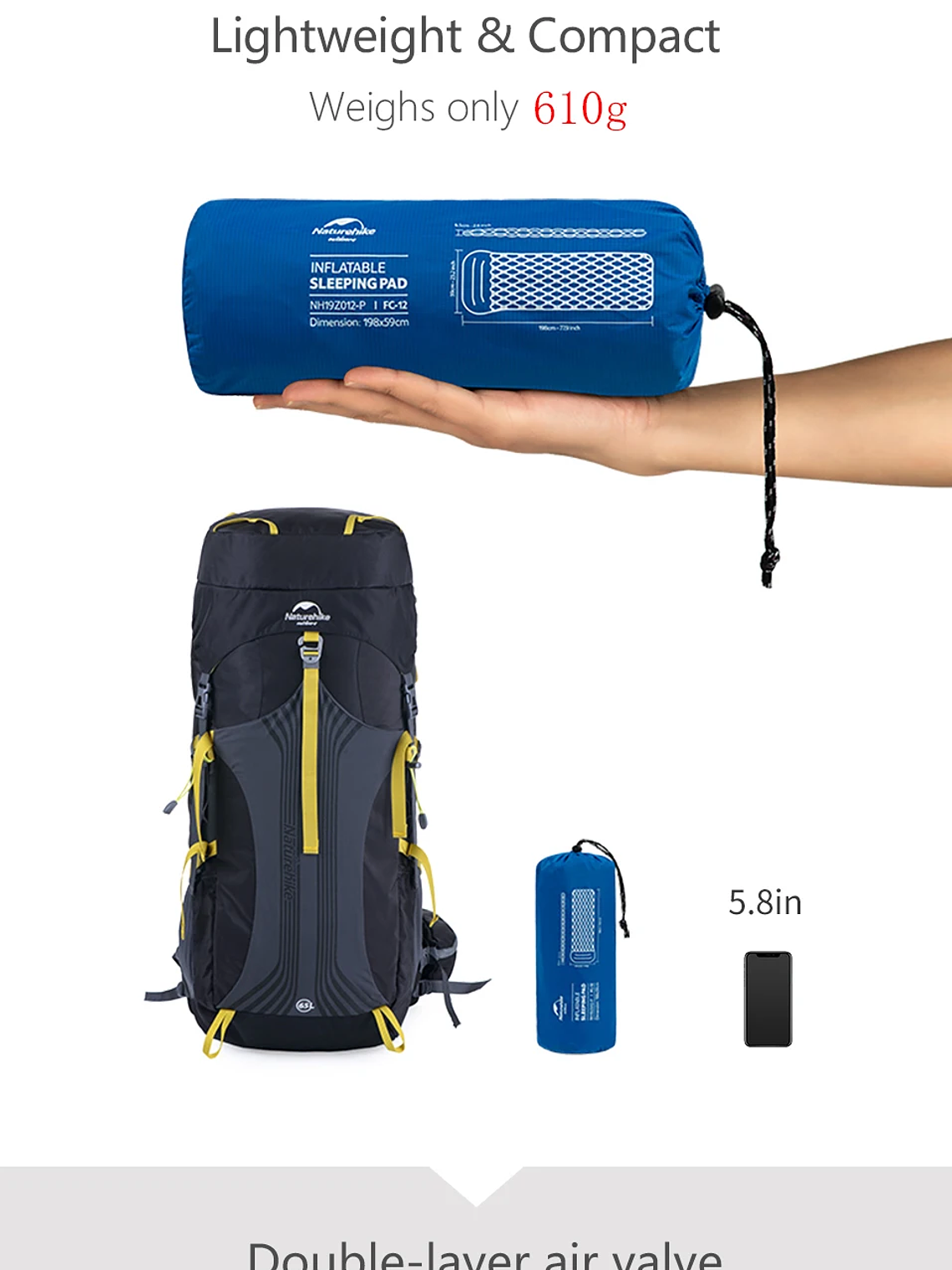 Colchoneta Inflable Naturehike Pressed Blue 2