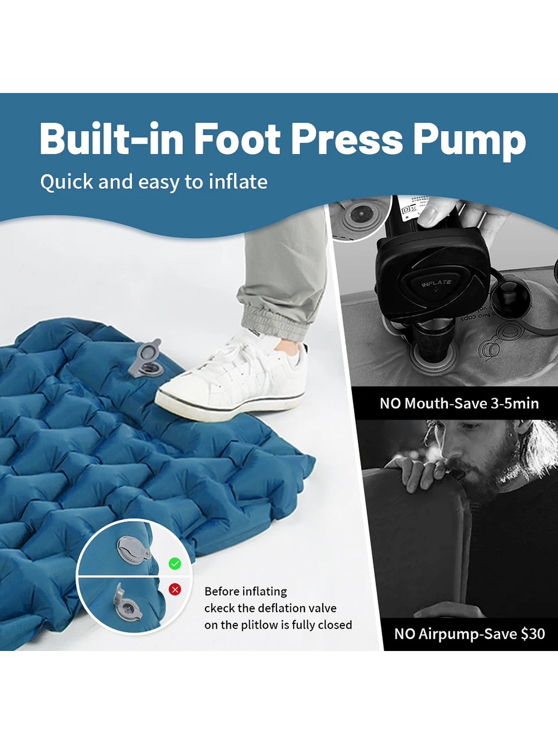 Colchoneta Inflable Naturehike Pressed Blue 3