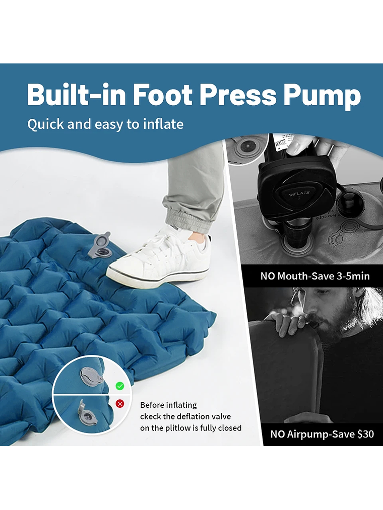 Colchoneta Inflable Naturehike Pressed Blue 3