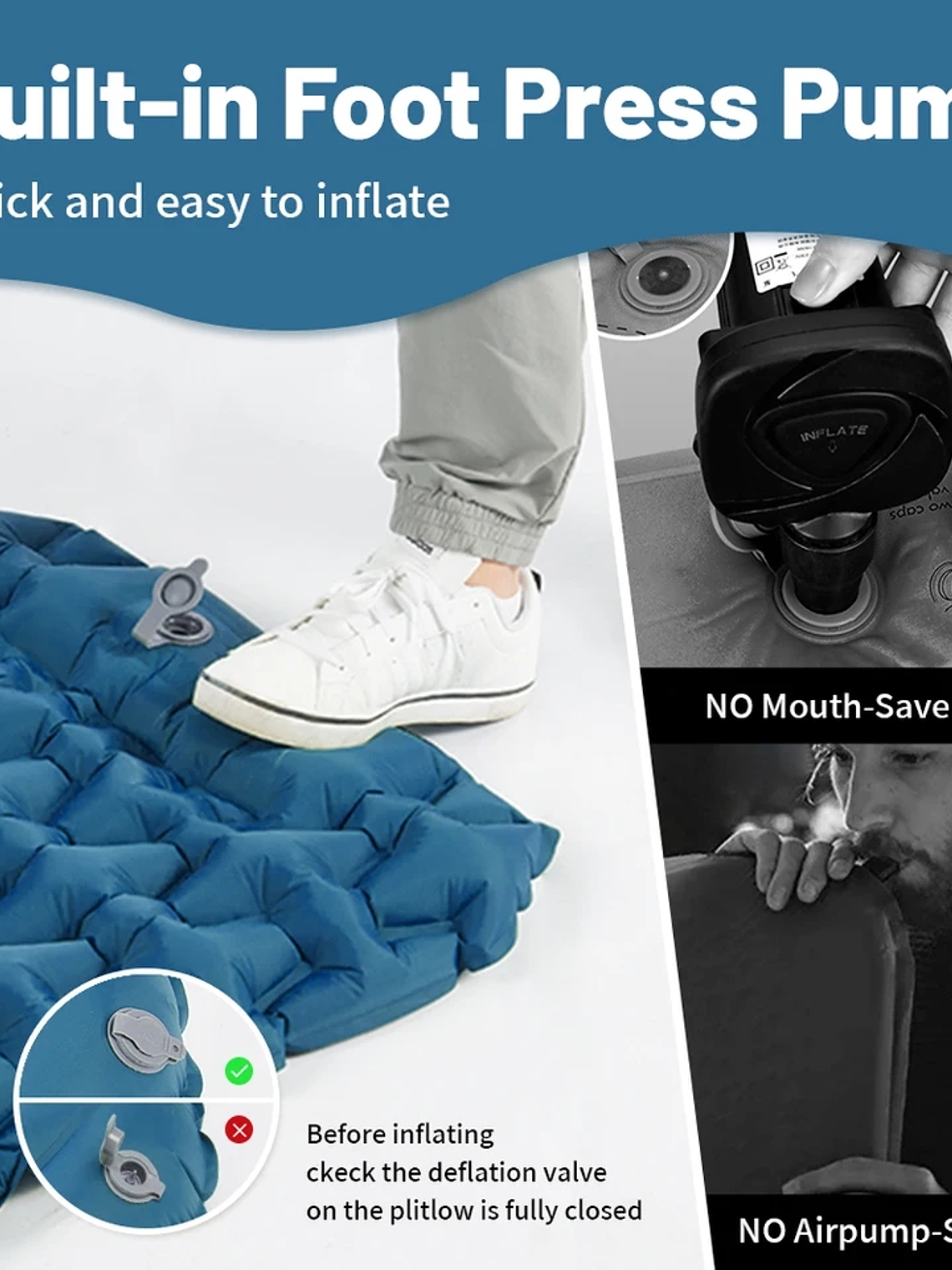 Colchoneta Inflable Naturehike Pressed Blue 3