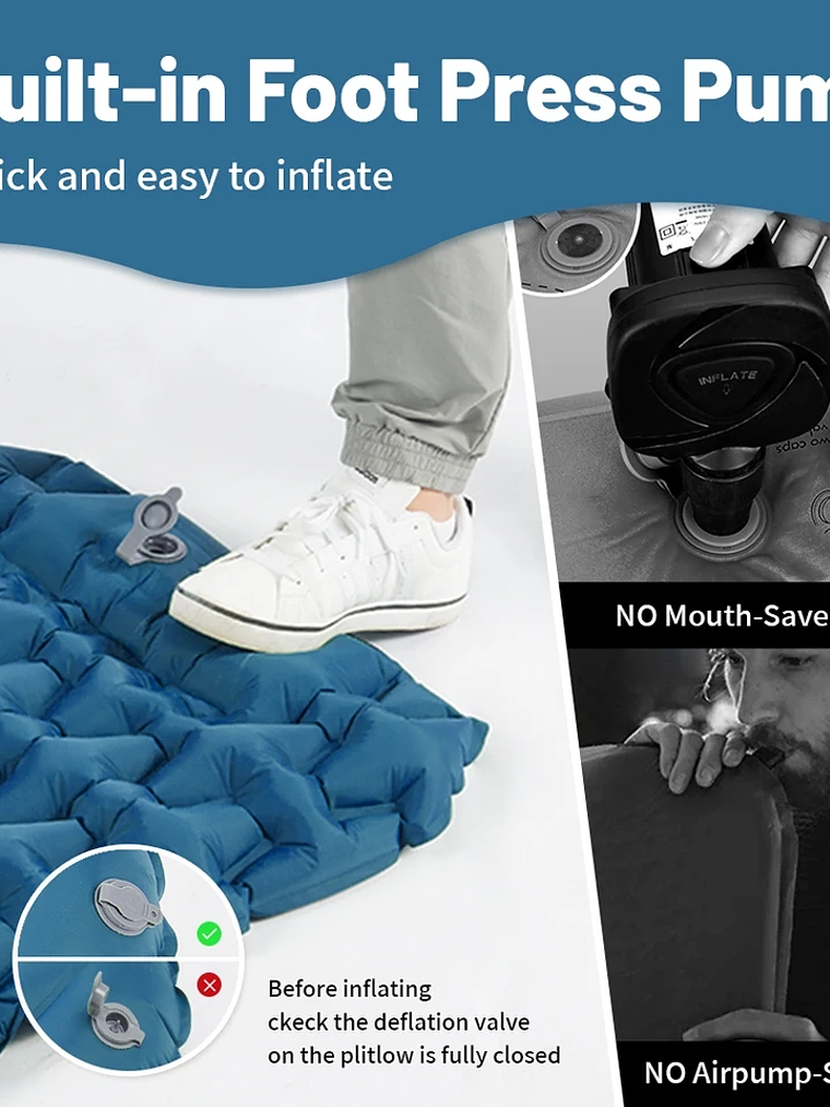 Colchoneta Inflable Naturehike Pressed Blue 3