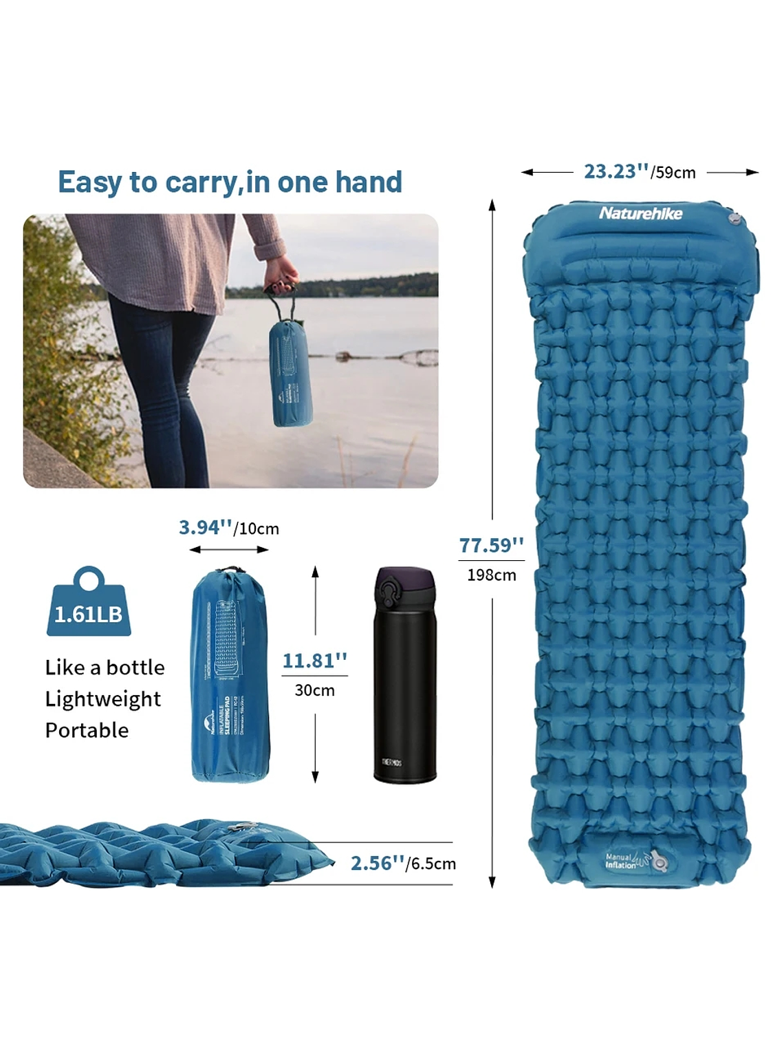 Colchoneta Inflable Naturehike Pressed Blue 4