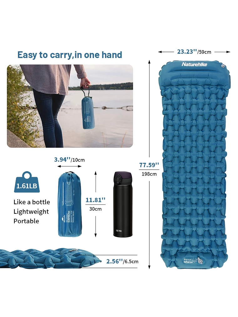 Colchoneta Inflable Naturehike Pressed Blue 4