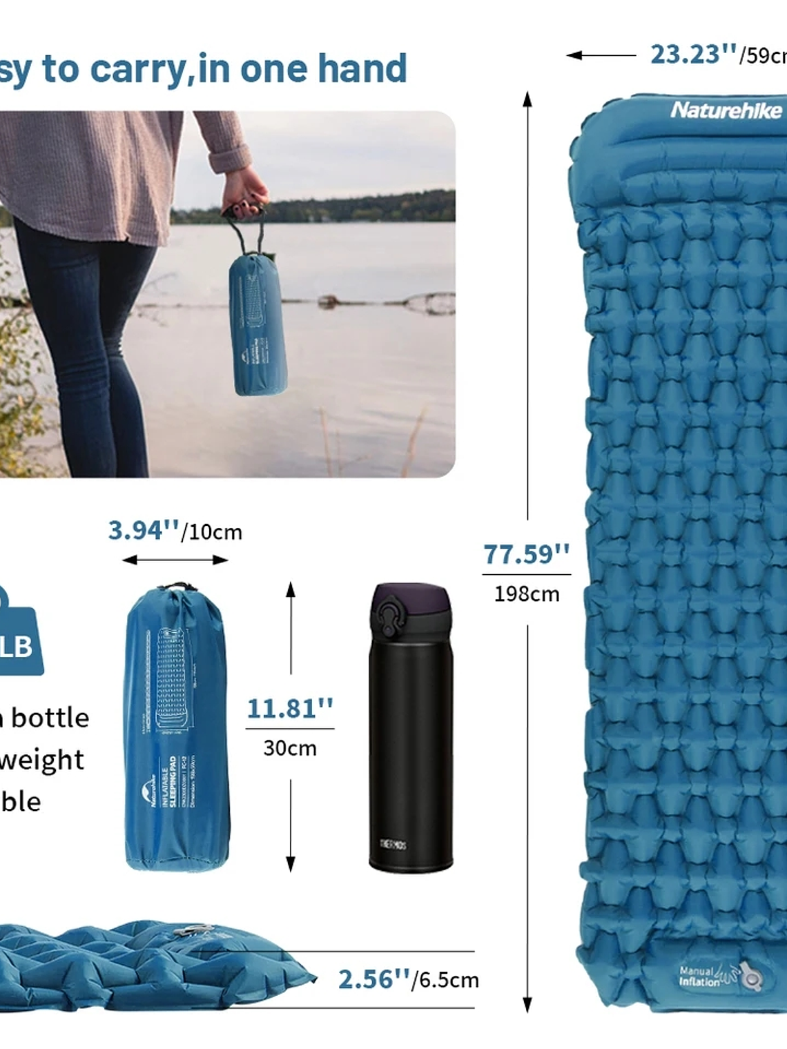 Colchoneta Inflable Naturehike Pressed Blue 4