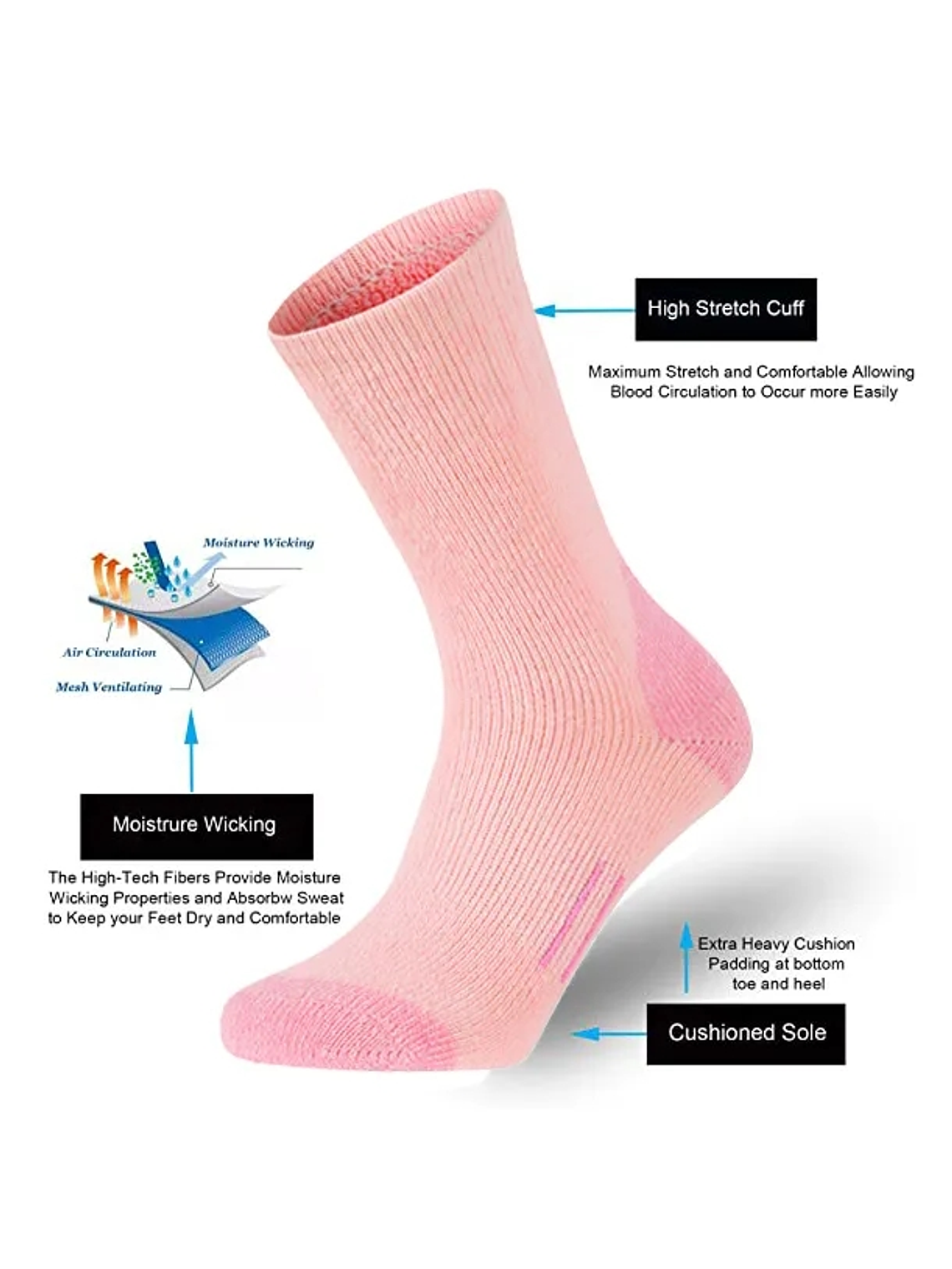 Pack 4 Calcetines 70% Lana Merino Pink 2