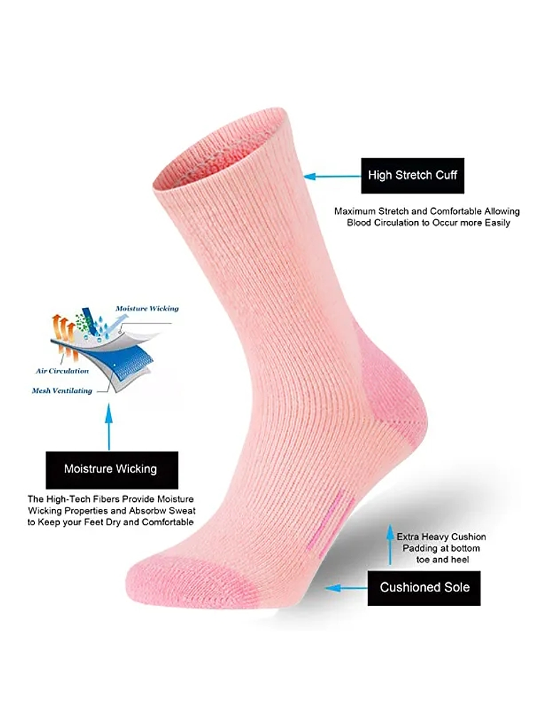 Pack 4 Calcetines 70% Lana Merino Pink 2