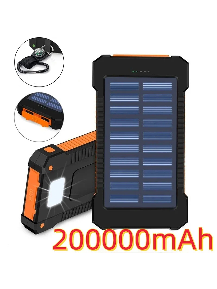 Batería Externa Solar Doble Carga Impermeable 200.000 mah 11
