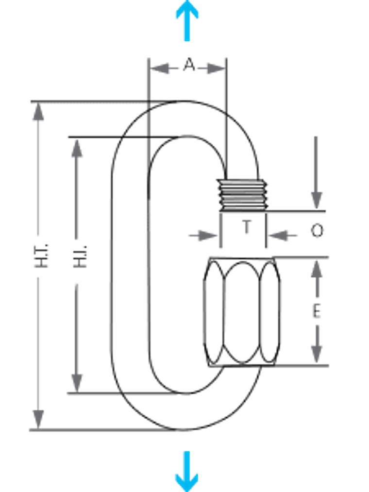Maillón Ovalado de Acero Zincado 8 mm – 35 kN Certificado CE / EN 2