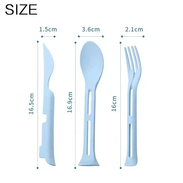 Set de Cubiertos Plegables de Camping 3 en 1 – Cuchara, Tenedor y Cuchillo 3