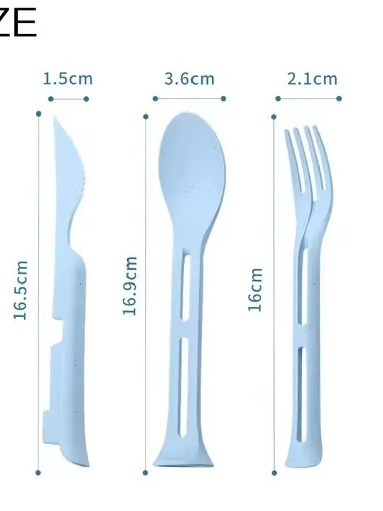 Set de Cubiertos Plegables de Camping 3 en 1 – Cuchara, Tenedor y Cuchillo 3