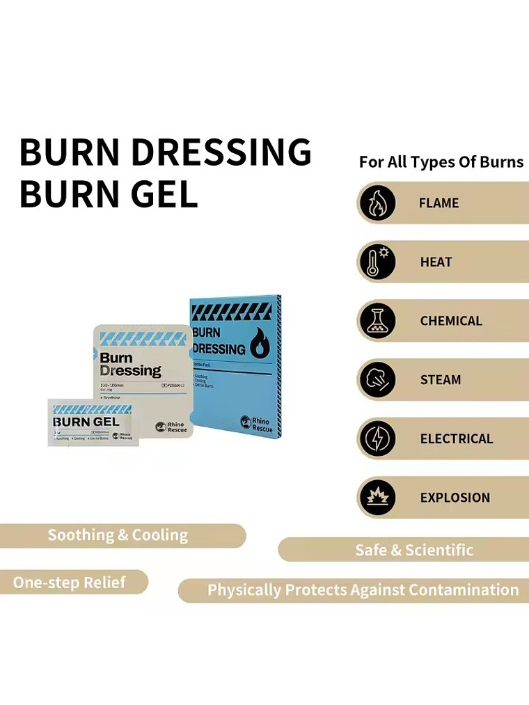 Pack Gel para Quemaduras con Apósito Rhino Rescue 5
