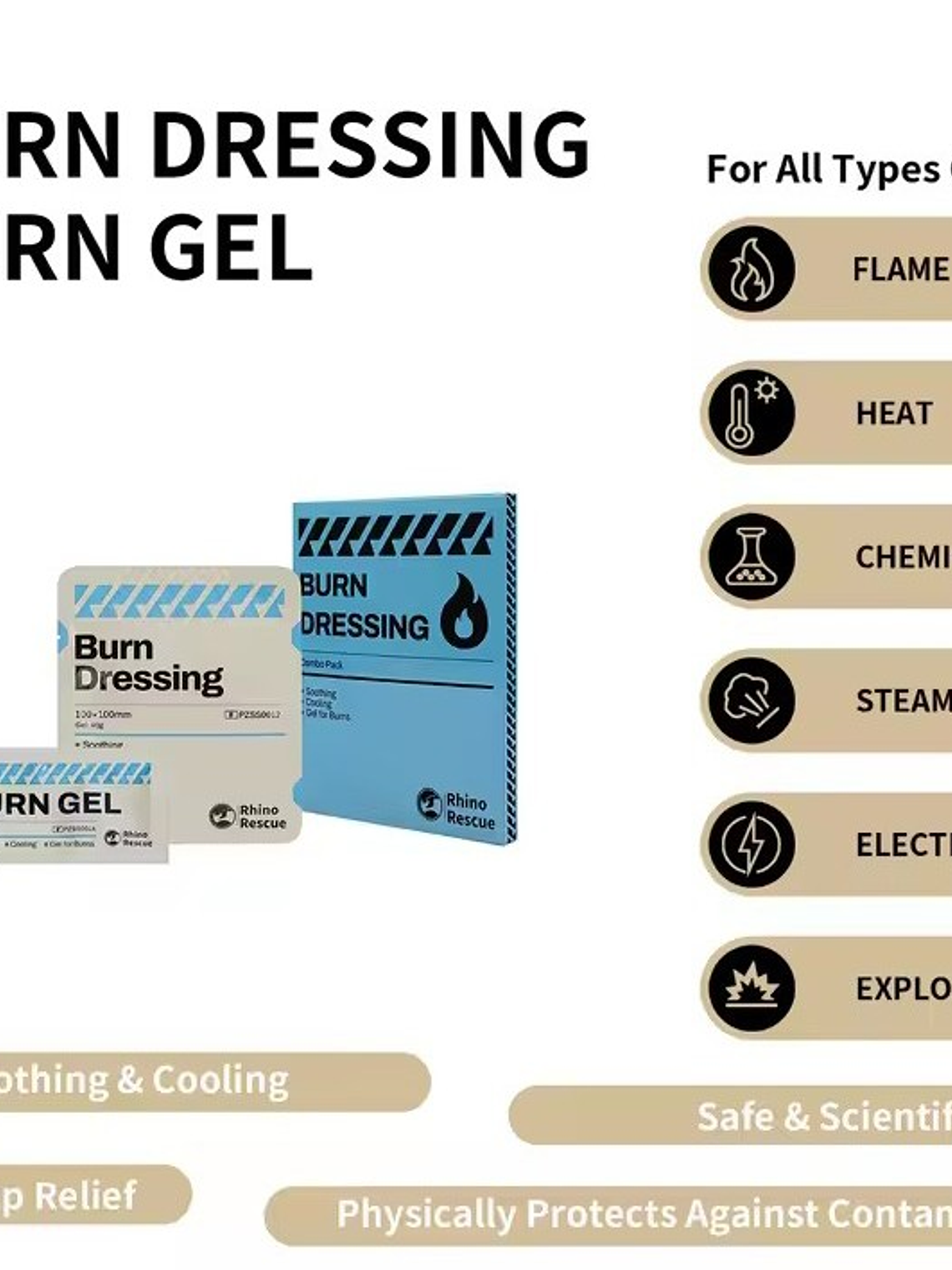 Pack Gel para Quemaduras con Apósito Rhino Rescue 5