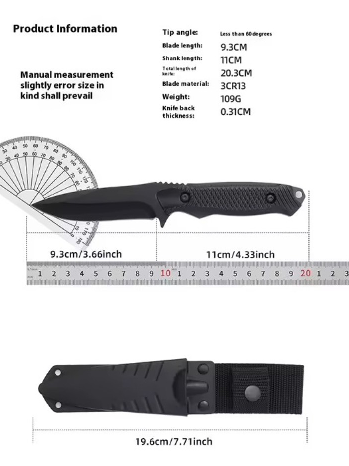 Cuchillo Táctico Outdoor Full Tang con Funda 2