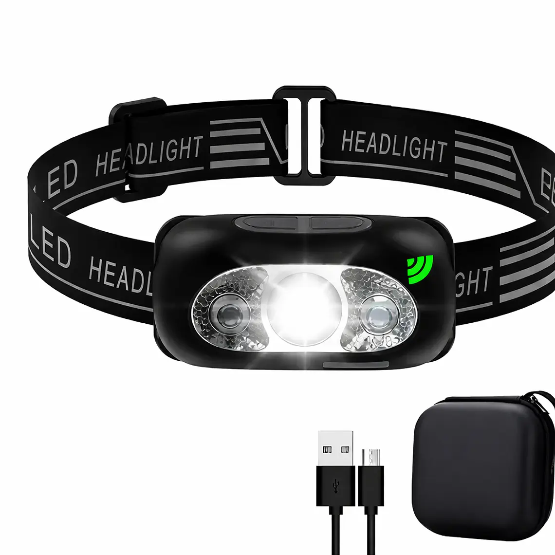 Linterna Frontal LED con Sensor | Recargable USB 2