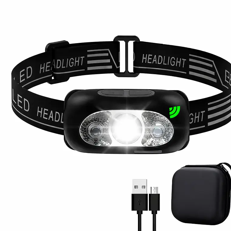 Linterna Frontal LED con Sensor | Recargable USB 2