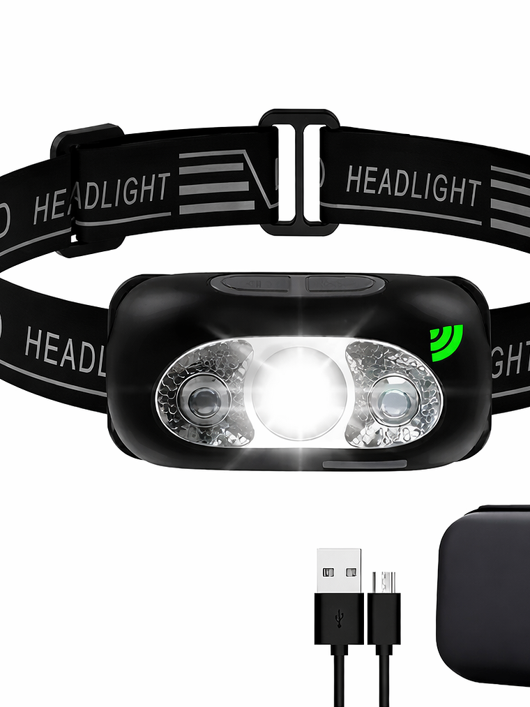 Linterna Frontal LED con Sensor | Recargable USB 1